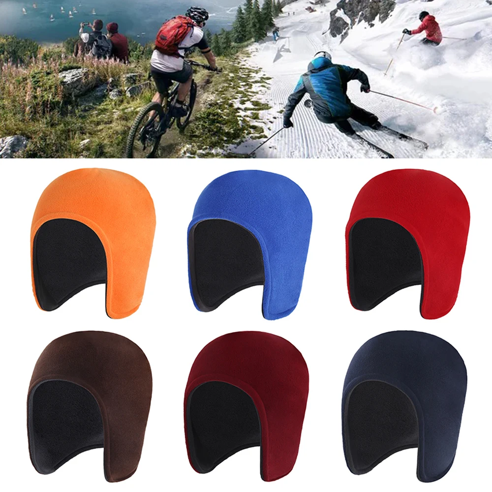 Fleece Beanies Hat With Earmuffs Ear Cover Warmer Caps Winter Windproof Thermal Cycling Skiing Skull Cap Helmet Earflap Hat