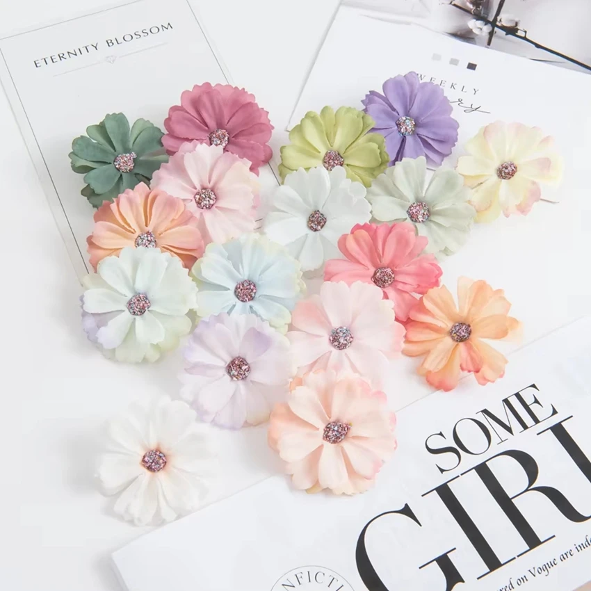 Artificial Flowers Cheap Silk Daisy Head MINI Home Wedding Decoration DIY Scrapbook Fake Plant Festival Wreath Headdress Stage 6