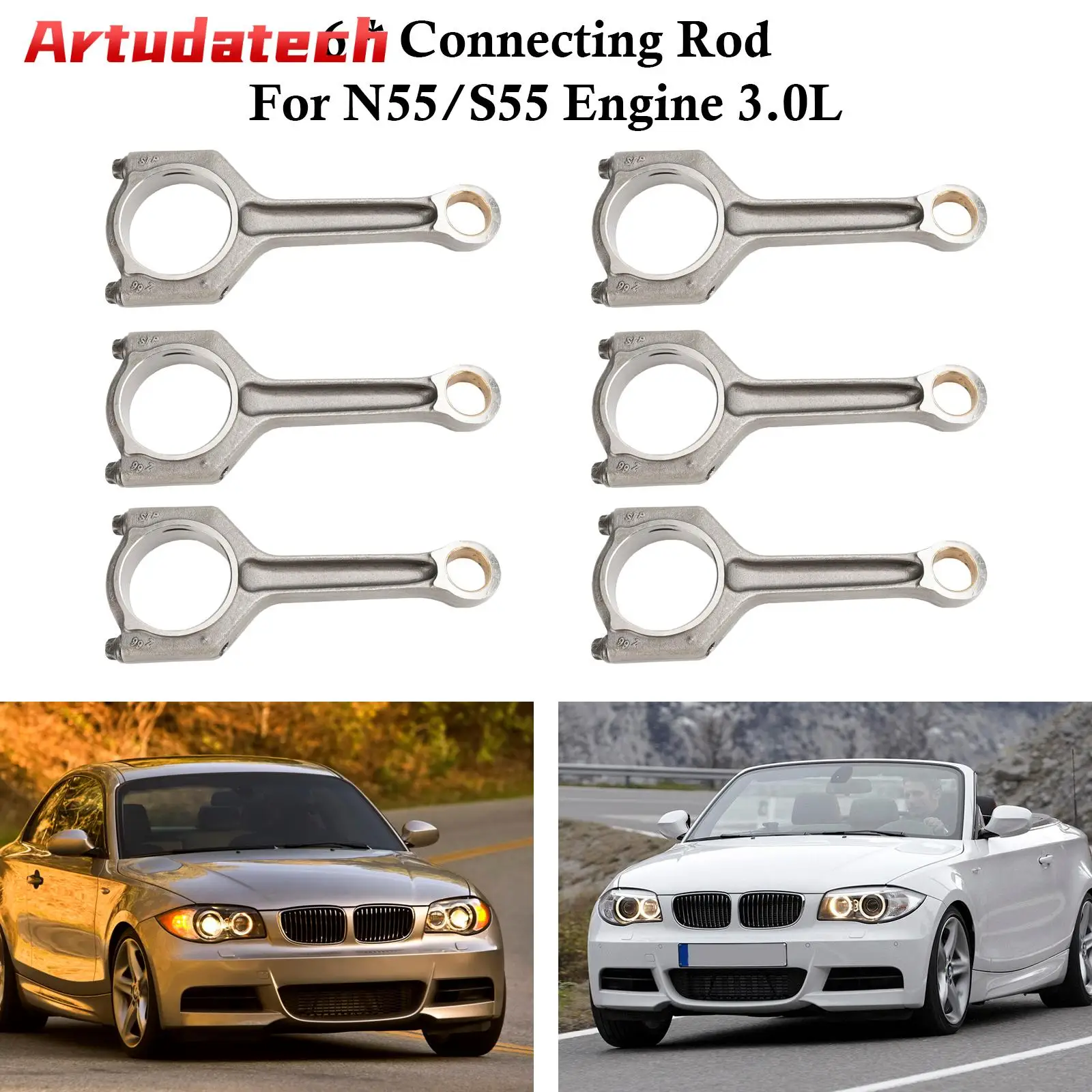 Artudatech 6X Connecting Rod 11247586492 For BMW 535i M3 M4 X5 F10 F30 F82 F87 N55 3.0L Car Accessories