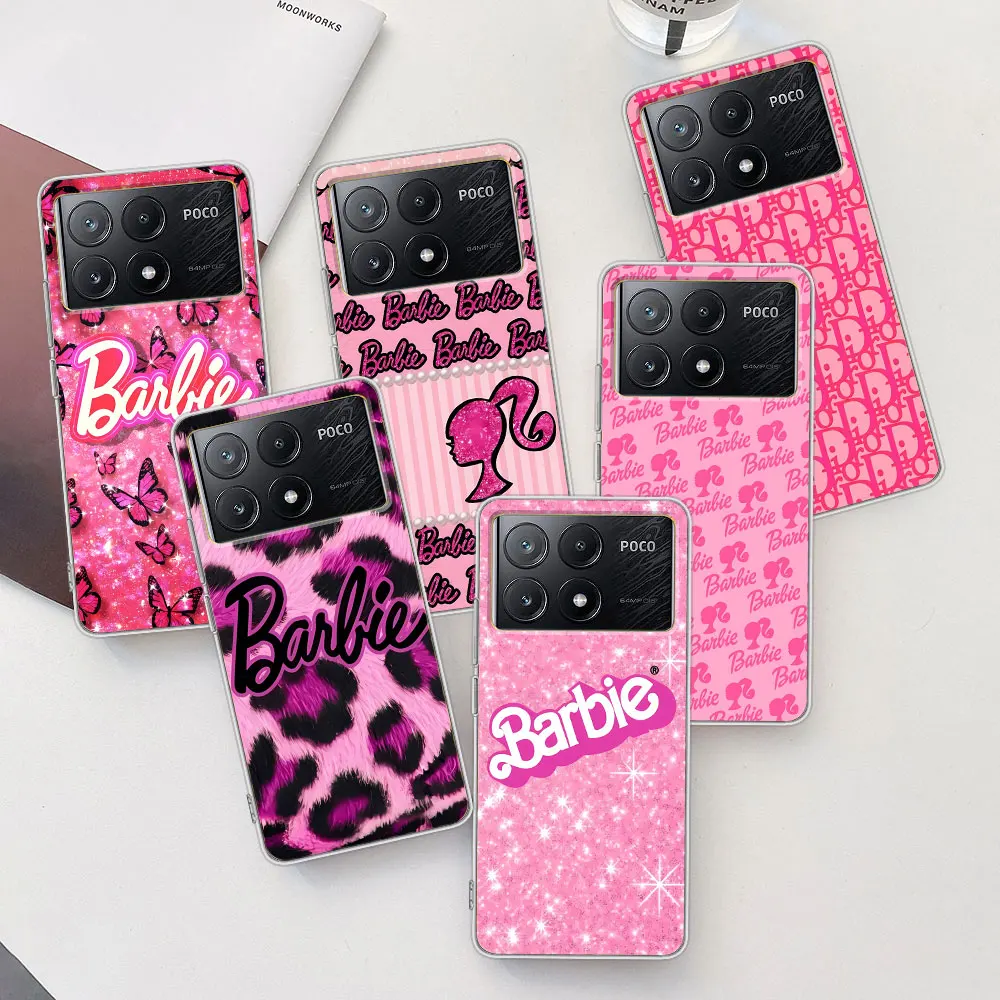 Barbie Cute Pink Doll Case for Xiaomi Poco X3 F4 GT X6 F1 F3 M5 M3 M5s X4 NFC X5 F5 M4 F2 Pro Soft TPU Transparent Phone Cover