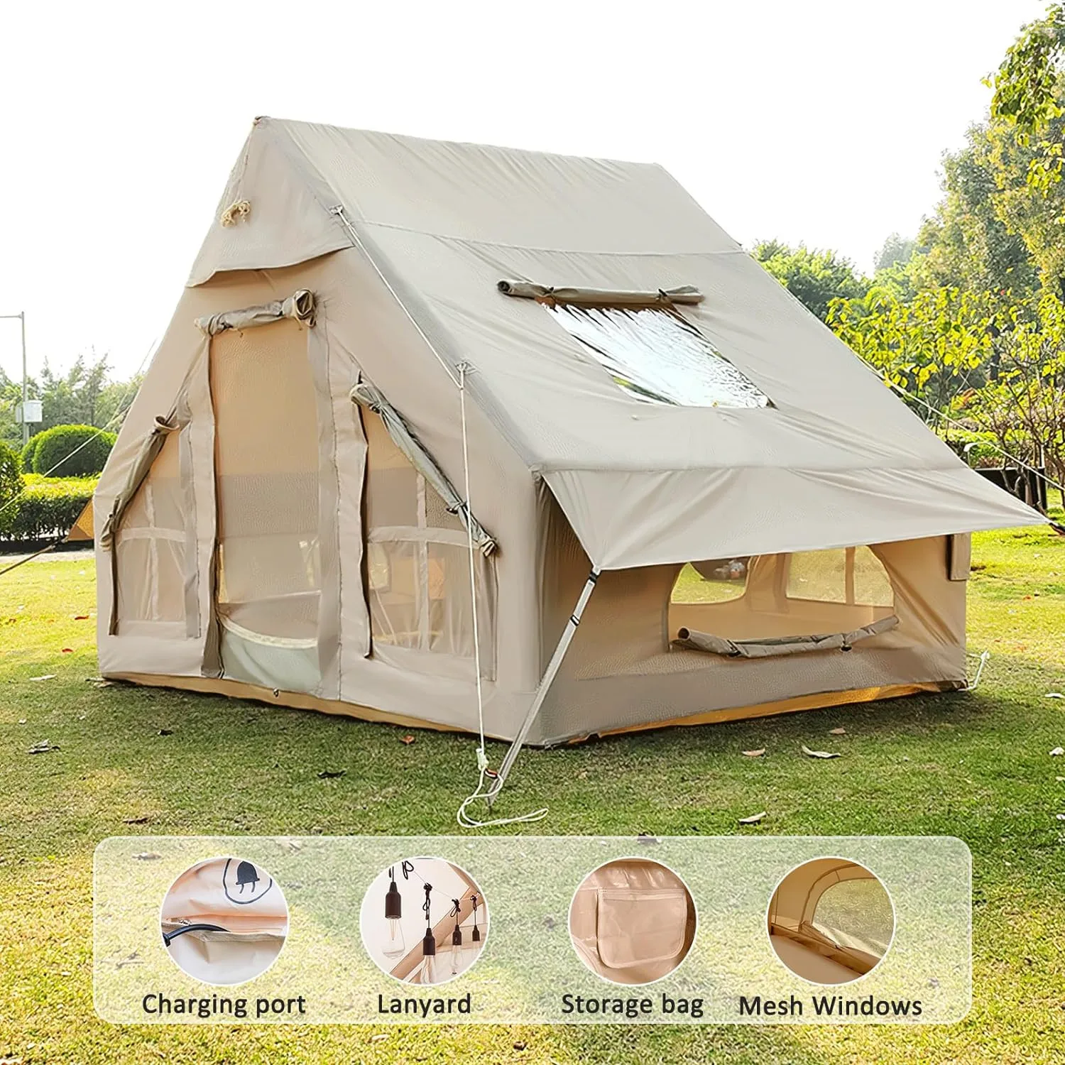 

Hot Sell Waterproof Camping Air Tent Windproof Oxford Cloth Inflatable Tents for 2-4 Person