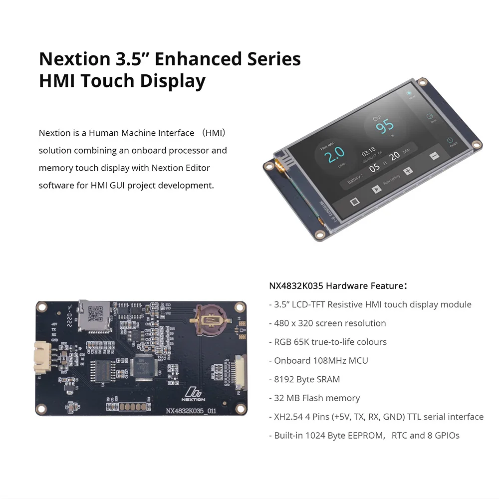 Nextion NX4832K035 3.5 "Resistive Hmi Touch Display Screen Verbeterde Serie Uasrt Tft Lcd Module Compatibel Met Arduino