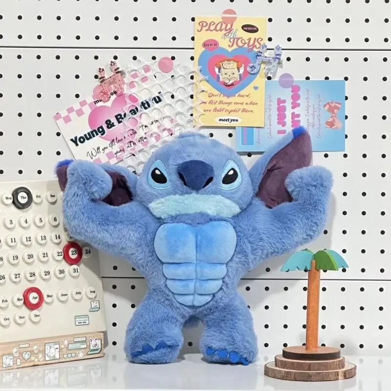 

Disney Stitch Pp Cotton Plush Cute Cool Muscular Hunk Soothing Doll Creative Gifts Children Sleeping Toys Boy's Birthday Gift ﻿