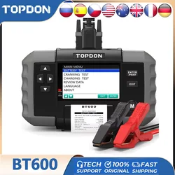 TOPDON BT600 12V 24V Car Battery Tester Lead Acid Vehicle Automotive Analyzer with Bulit-In Thermal Printer Car Battery Tool