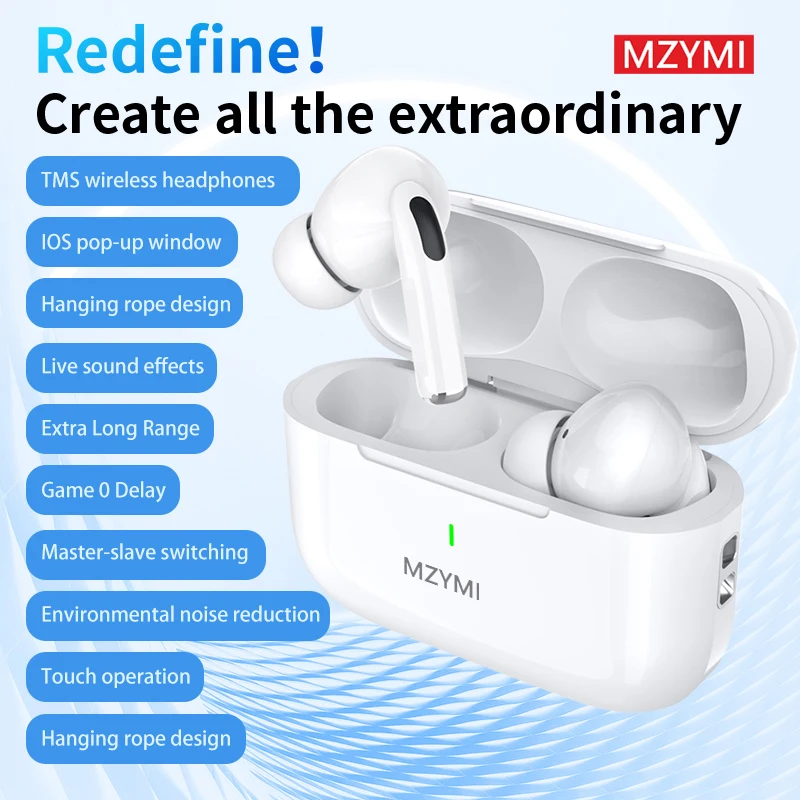 MZYMI ANC E17 Bluetooth 5.3 Earphones In Ear Buds Active Noise Cancelling Waterproof Headphones Wireless Headset Built-in Micro