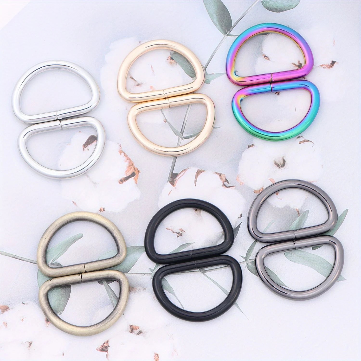 10pcs Metal D Ring Buckle Metal Bags Buckles Hooks Bag Strap Connector Hardware DIY Sewing Accessories