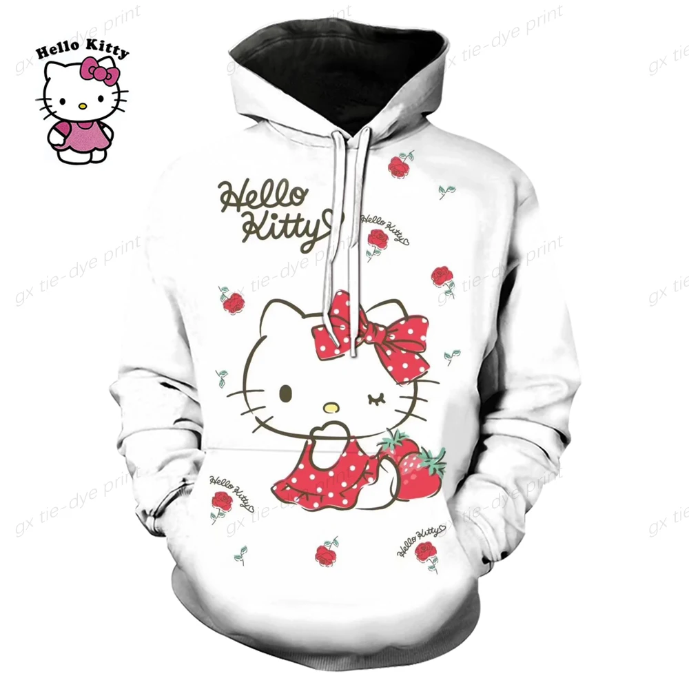 Hello Kitty Hoodie Cute Mouse Ears Personalized Hello Kitty 3D Hoodie Cute Fan Lover All Over Print Unisex Hoodie Hot Sale