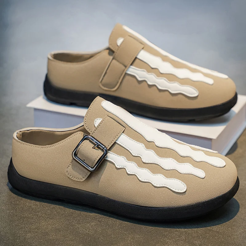 

Мужская обувь для весны и лета, повседневная и универсальная, удобная обувь без шнурков, с частичной поддержкой стопы, модные повседневные туфли.