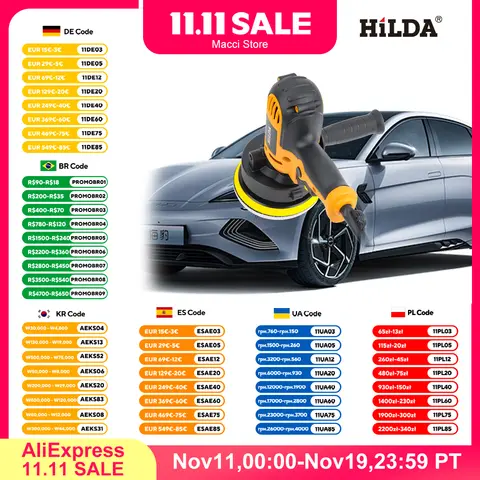 220V Electric Car Polisher with Adjustable Speed HILDA