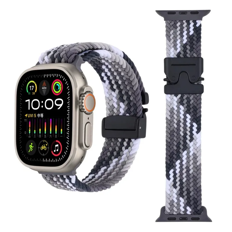 المظلة الفرقة ل أبل الترا 49 مللي متر 46 مللي متر 42 مللي متر 45 مللي متر 41 مللي متر 44 مللي متر 40 مللي متر النايلون مضفر سوار حزام الساعات iWatch 11 10 9 8 7 6 SE