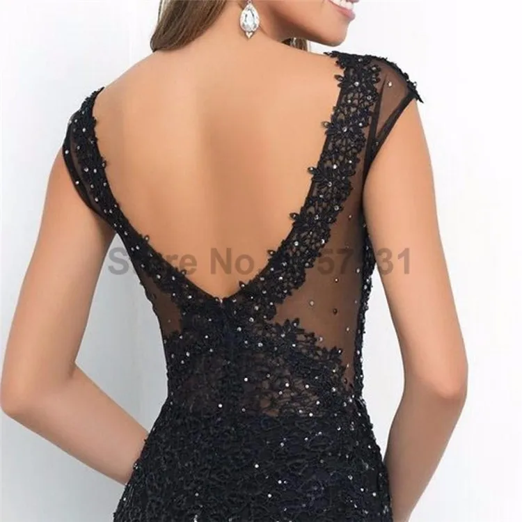 CC Top-grade new lace evening dress black deep V-neck evening dress sexy slim cocktail party dress