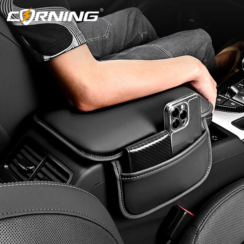 

Car Armrest Pad with Storage Bag Anti Scratch Center Console Box Protection Cover Universal Pu Leather Support Arm Rest Cushion