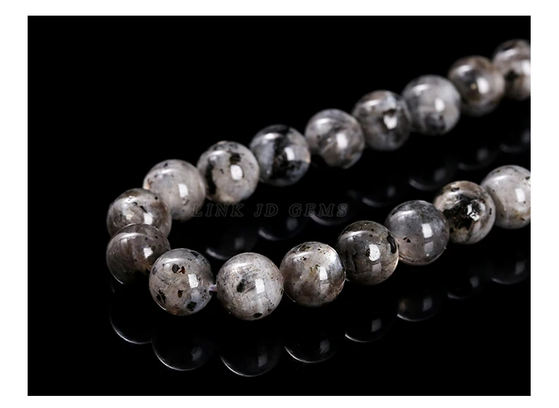 Natürlicher Labradoritstein, schwarze Spektrolit-Perlen, runde lose Zwischenperlen für die Schmuckherstellung, DIY-Halskette, Armband-Zubehör – Detail 11