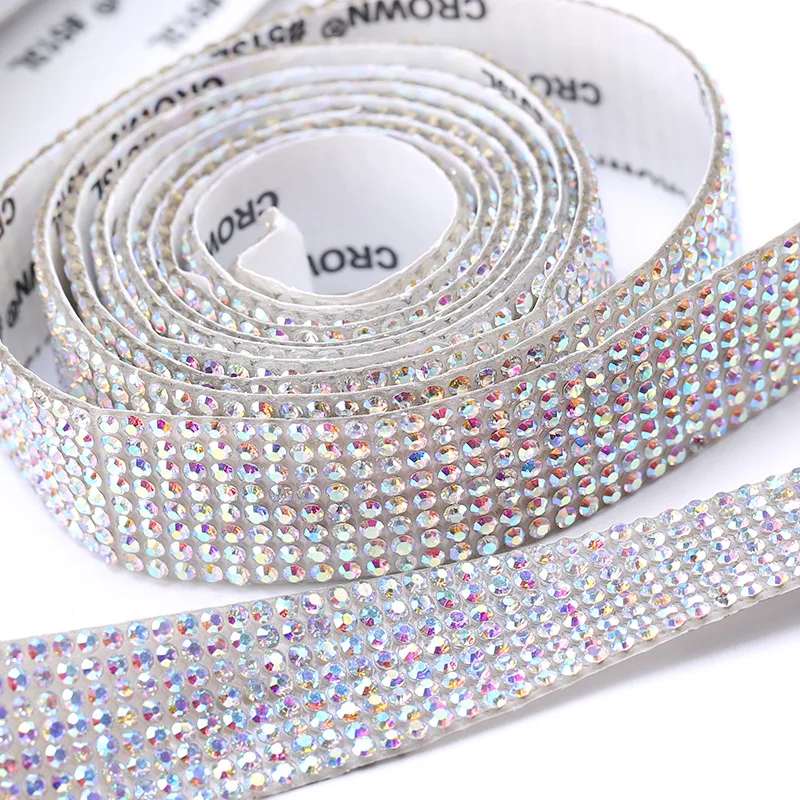 Self Adhesive Crystal Rhinestone Sticker Diamond Ribbon DIY Sticker Rhinestones Arts Crafts Car Phone Decoration Dropshipping