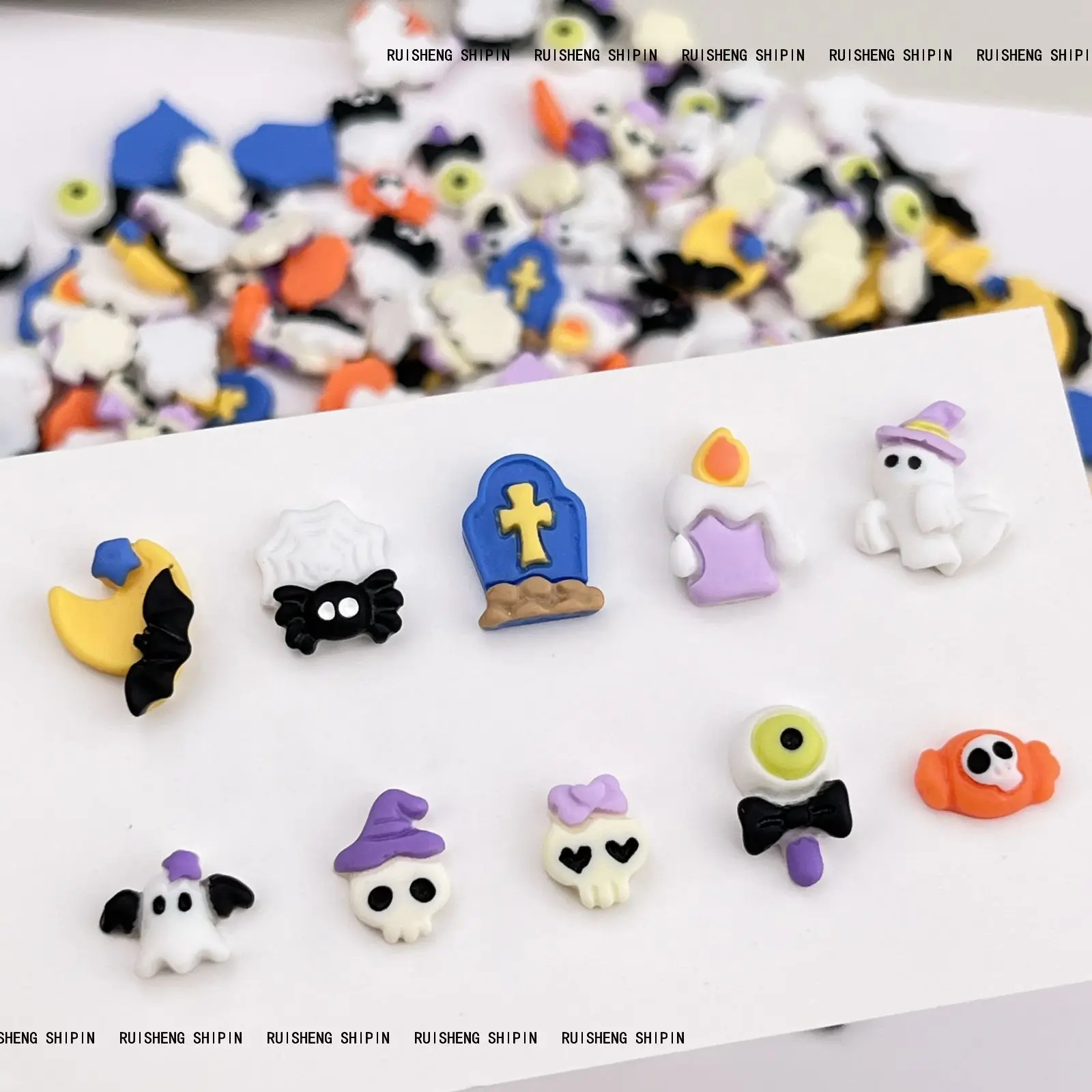 20pcs miniso ghost cartoon nail charms for diy nail making kawaii cute resin nail art decoreation