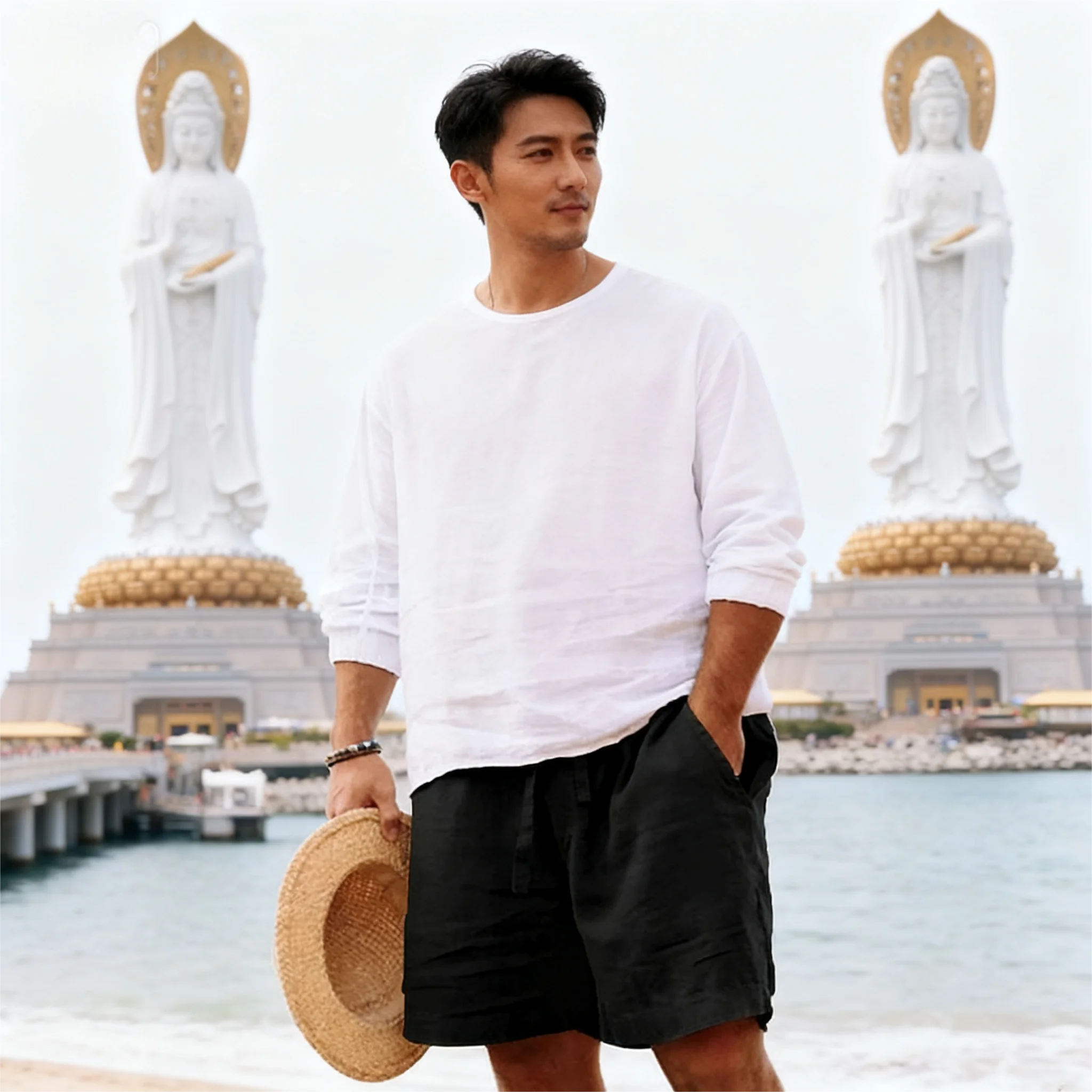 

Size Summer Mens Linen Solid Color Short Lightweight Gym Pants Cotton Beach Shorts Men Fitness Sport Large Breathable Short