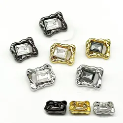 6PCS/Lot Luxury High-grade Irregular Rectangular Hollow Square Diamond Buttons DIY Shanked Clothing Coat Sweater Decorative Butt