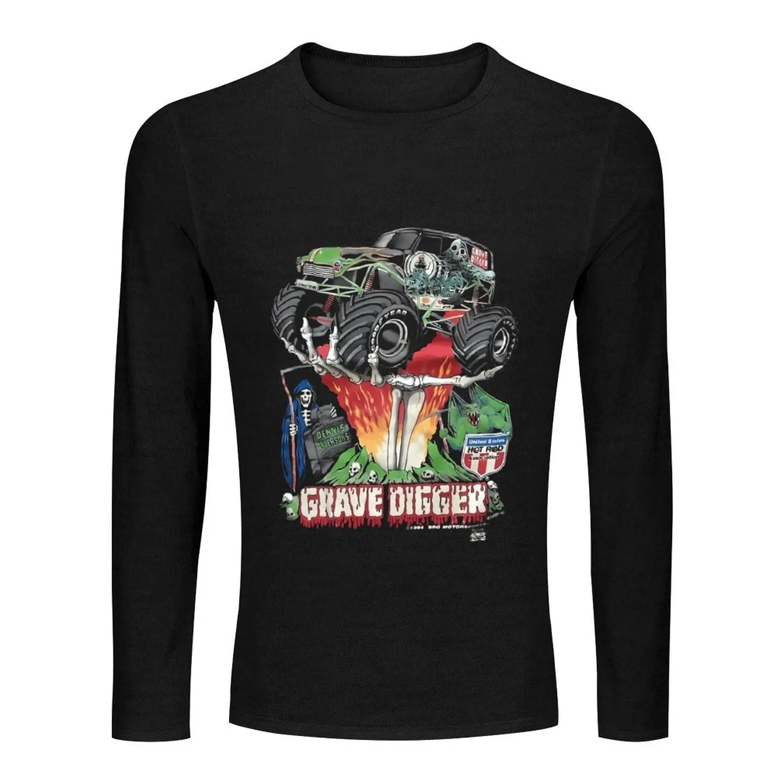 Grave Digger Dennis Racing Hype Vintage Long T-Shirt graphics t shirt black t shirt T-shirt men