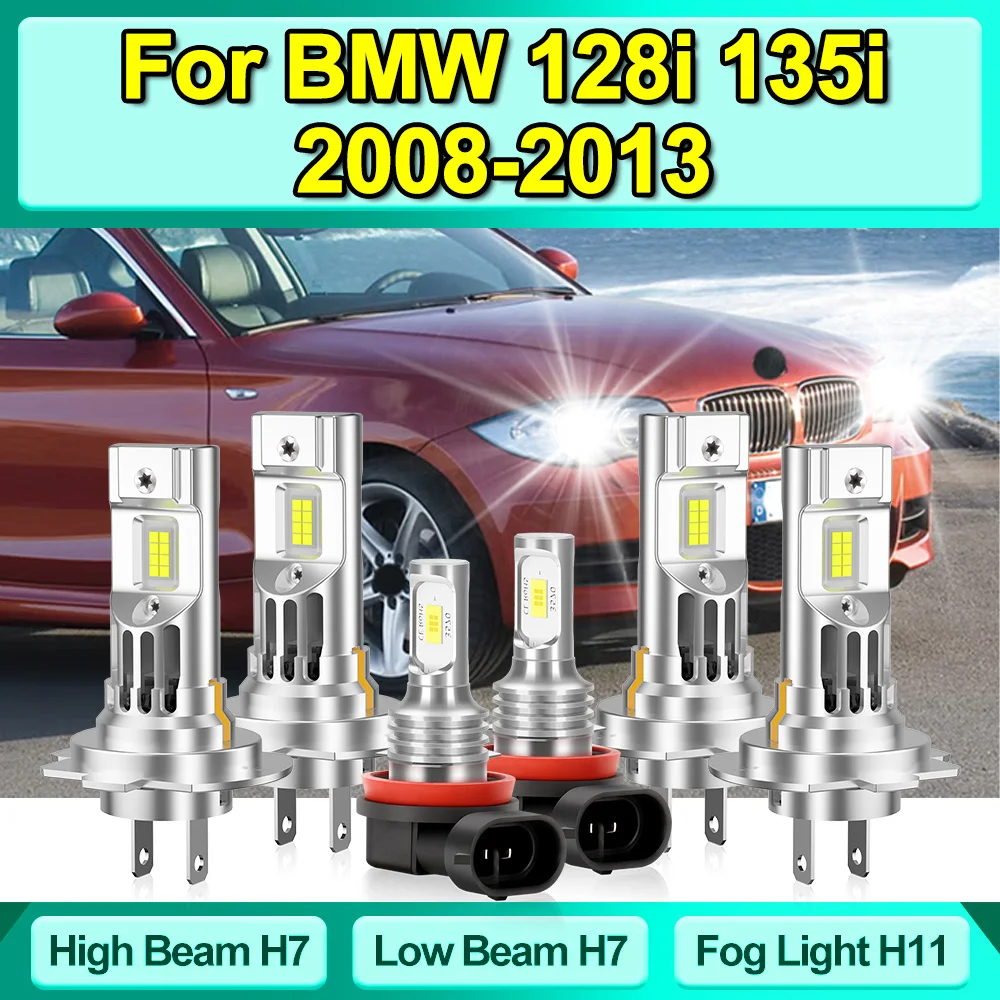 

Светодиодные лампы Canbus 6500K H7/H8 для фар и противотуманных фар, комплект ближнего и дальнего света, 12В, для BMW 128i 135i 2008-2013 E82 E88