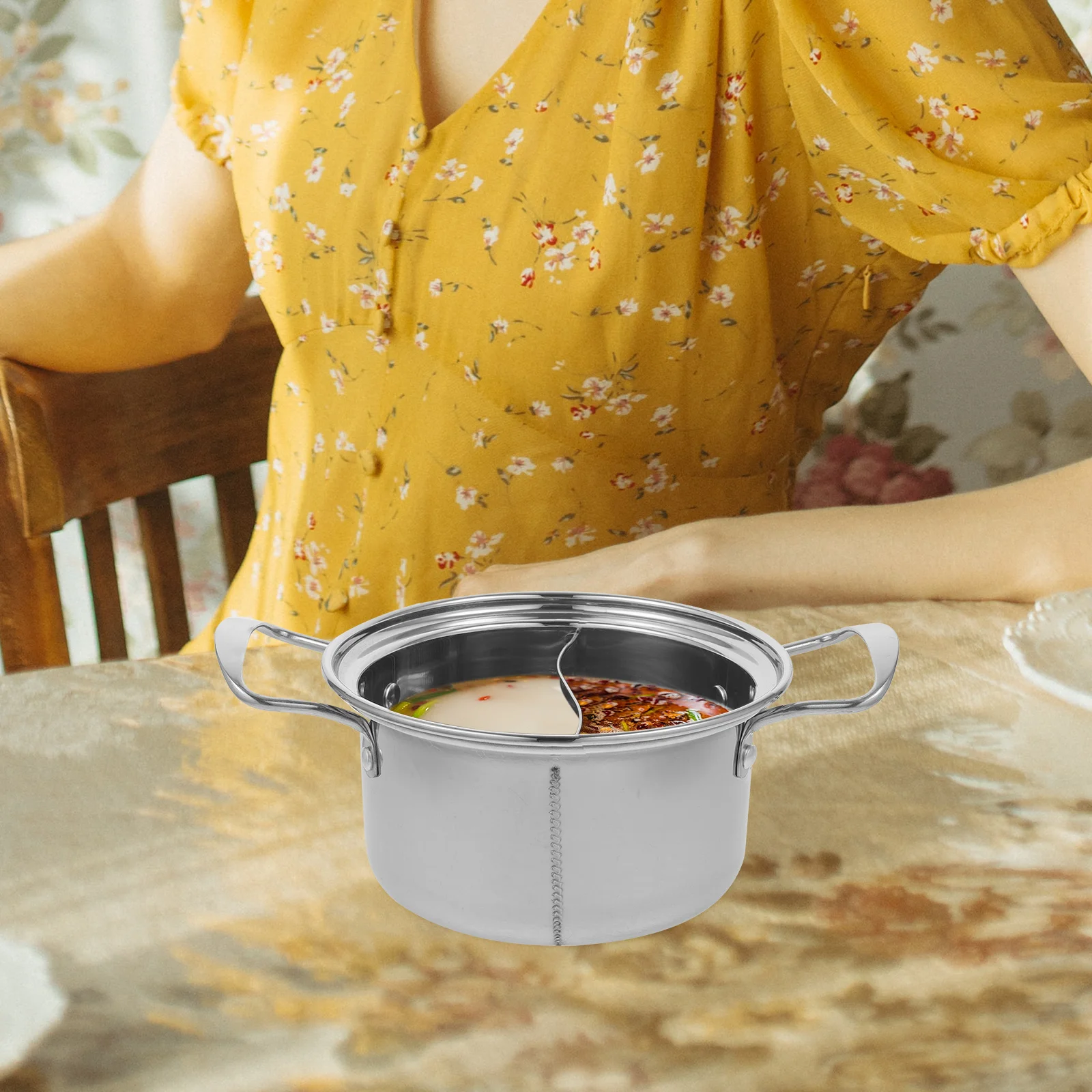 

1pc Stainless Steel Soup Pot Small Hotpot Cookware For Kitchen Ramen Noodle Cooking Reusable Stew Pot Milk Container