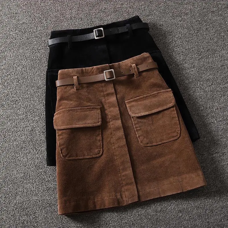 Mini jupes en velours côtelé pour femmes, Version coréenne Y2k, Vintage, ligne a, vêtements Preppy assortis, Harajuku, loisirs de base Empire, nouvelle collection