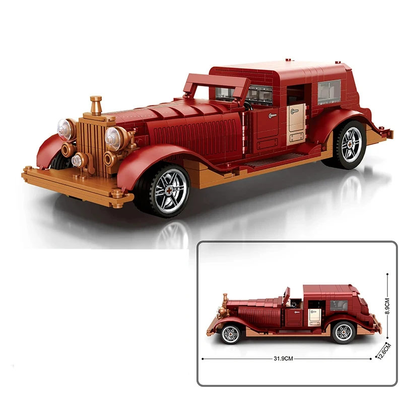 865PCS Phantom Classic Car Building Blocks Vintage Nostalgic Car Model 1:12 Scale Car Bricks Children\'s DIY Toys Birthday Gifts