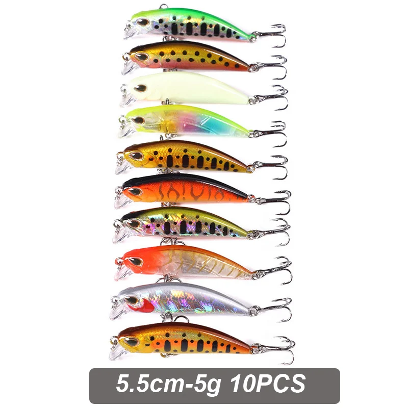 WESTBASS 10PCS Minnow Baits Combo 4.3g-5g-9g Sinking Fishing Lures Trolling Hard Wobblers Micro Swimbaits lurre Bass peche cebos