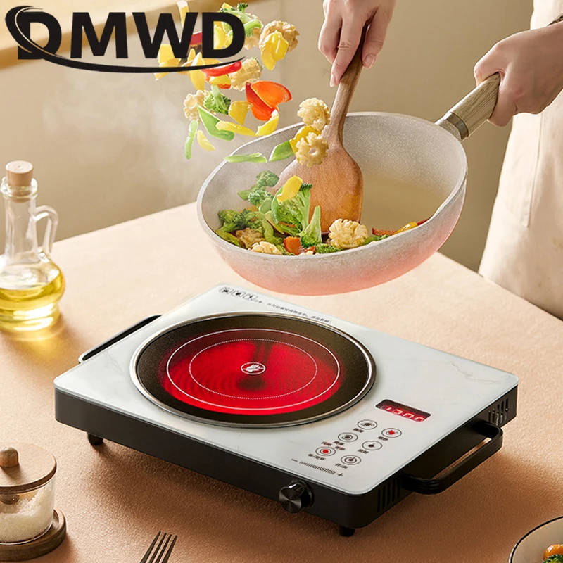 DMWD 2200W Electric Ceramic Stove Ceramic-glass Cooktop Waterproof Touch Panel Infrared Poly Energy Pottery Stove Water Boiler