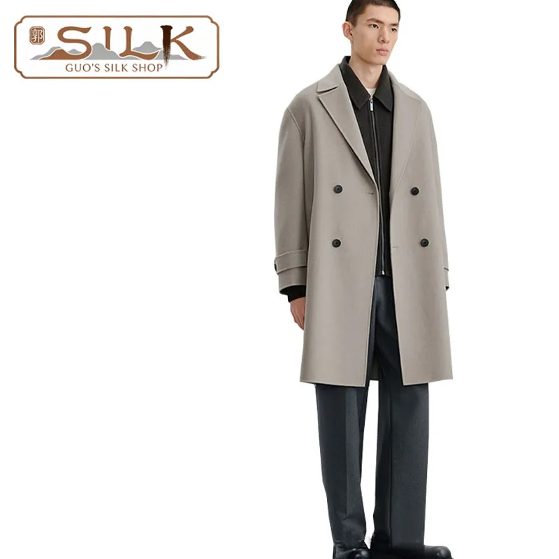 

Мужское двустороннее шерстяное пальто для осени и зимы – элегантный образ, шерстяной блейзер, на двух пуговицах, простая и стильная одежда