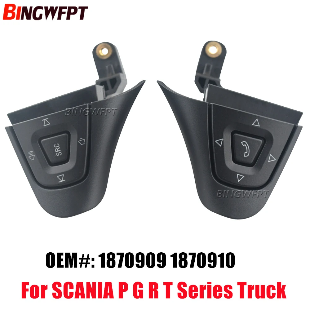 1pair Steering Wheel Button 1870910 1870909 For SCANIA P G R T Series Truck Bluetooth, Volume button