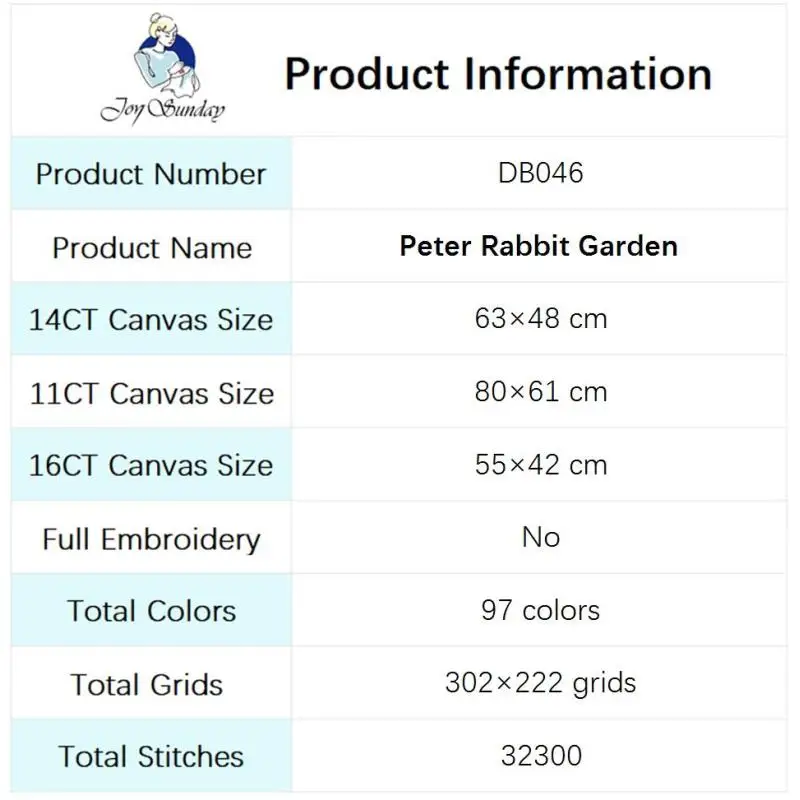 Peter Rabbit Garden-Kit de punto de cruz con patrón de animales de dibujos animados, Aida 14 16 11CT, Kits de costura bordados de tela estampada con cuentas blancas