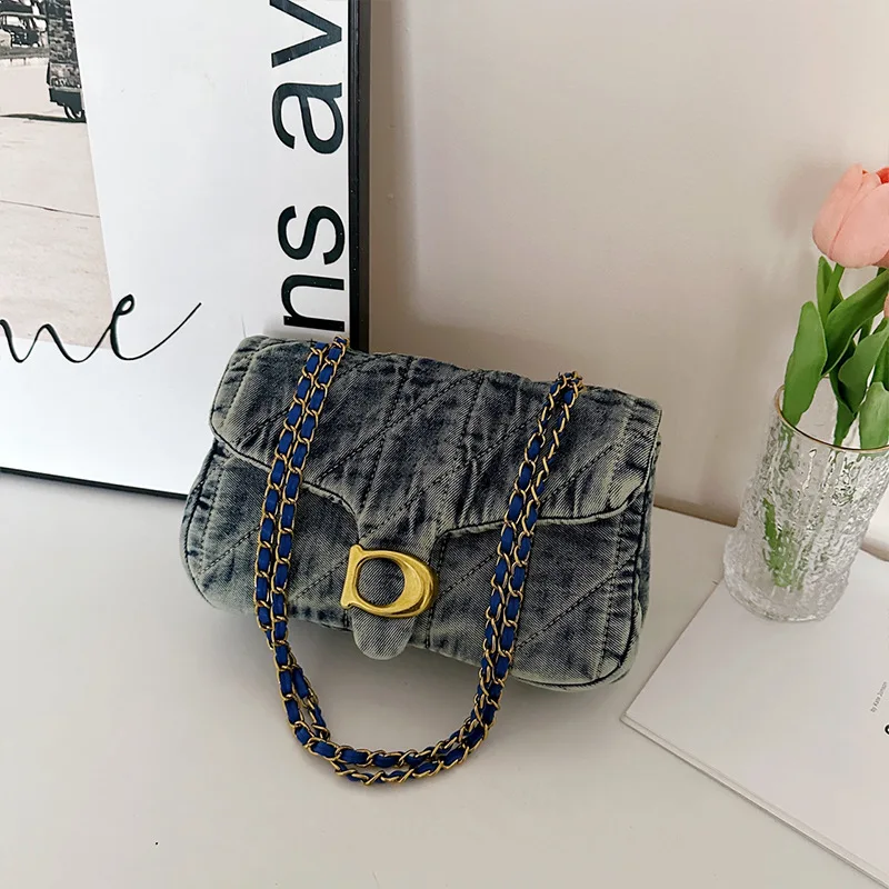 2025, neue Denim-Unterarmtasche im HK-Stil – ein Must-Have für Damen im Retro-Stil