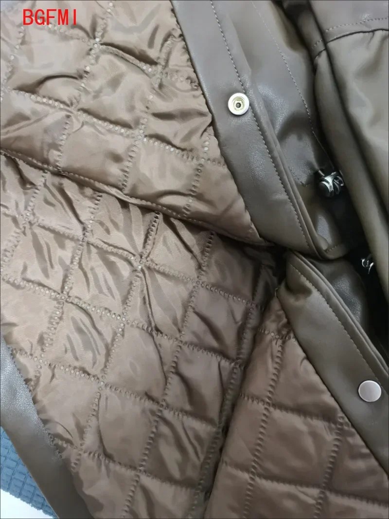 طفل وسادة مبطنة الشتاء سميكة الدافئة معطف بولي Pu الفتيات التلبيب ملابس قطنية جديد زائد المخملية ملابس خارجية الأطفال سترات طفل سنوسويت #4