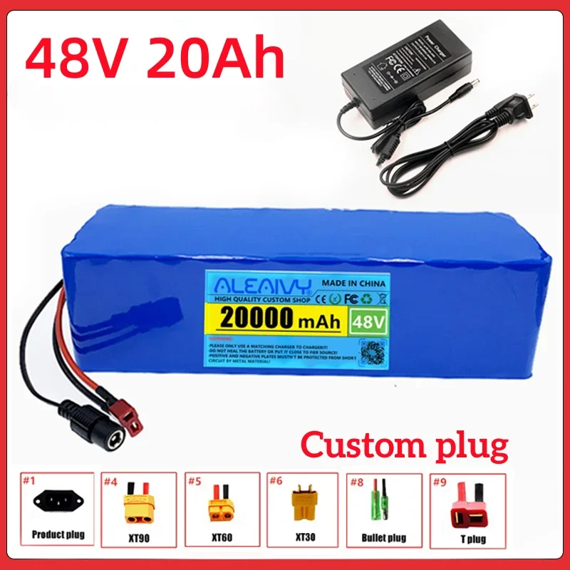 

48V 20Ah 18650 Lithium Battery Pack 13S3P 1000W High Power Battery 54.6V 30000mAh BMS + Fuse + 2A Charger