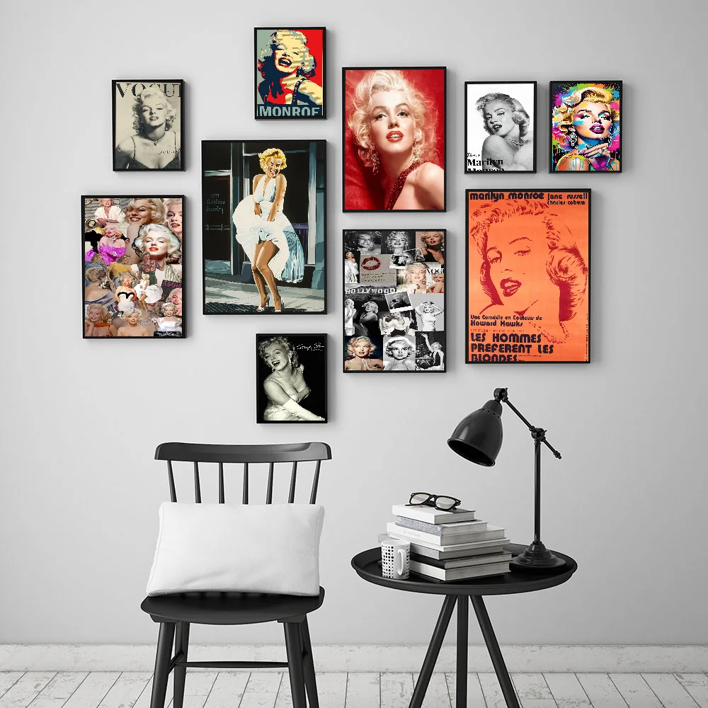 Vintage Marilyn Monroe 50s Movie DIY Sticky Poster Fancy Wall Sticker for Living Room Bar Decoration Wall Decor