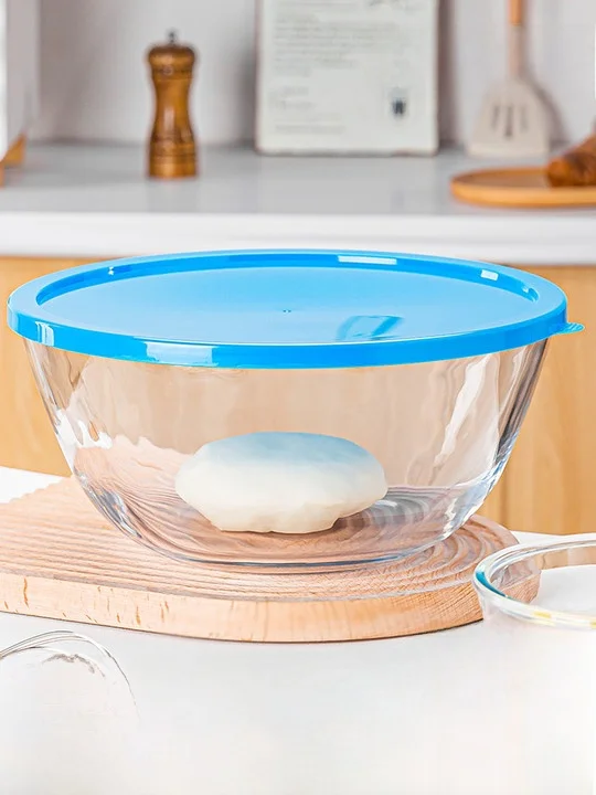 

Deepened Glass Bowl with Cover Heat Resistant for Home Use Dough Mixing Bowl Microwave Oven Special Utensil Egg Beating Bowl ...