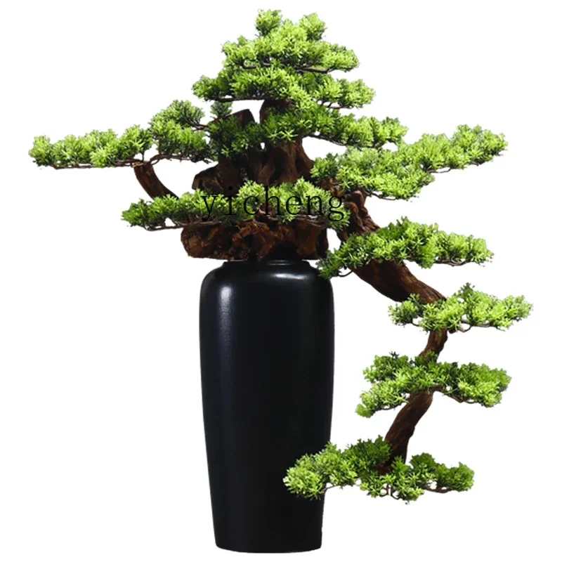 ZK New Chinese Style Welcome Pine Decoration Living Room Hallway Decoration Large Simulation Bonsai