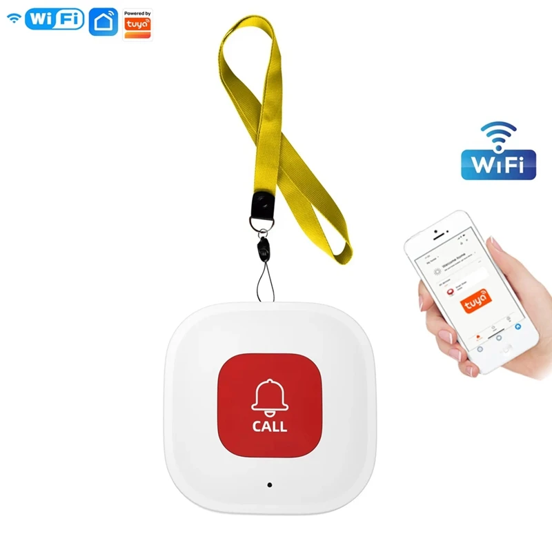 HOT-Tuya Wifi Smart SOS Call Button Wireless Caregiver Pager Phone Alert Transmitter Emergency Call Button