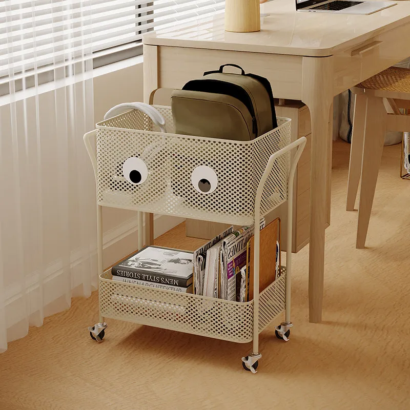 School bag rack, children's books under the table, toy storage rack, mobile snack trolley, school bag by the table