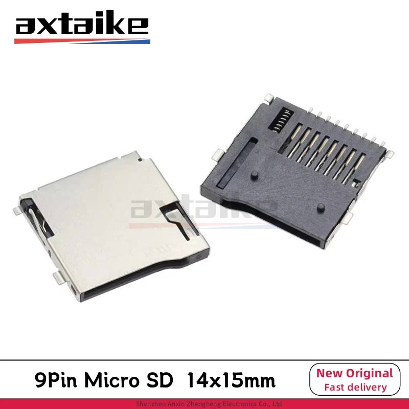 10PCS 9Pin Micro SD Card Slot Connectors SMD 14*15mm TF Card Deck Socket Jack Fit For Phone Tablet Vehicle Navigation The Pop Up