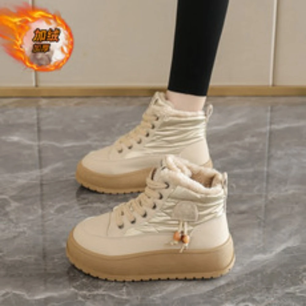 

Зимние ботинки на толстой подошве. Новинка 2025 года. Зимние высокие женские ботинки с толстым бархатом. Универсальная хлопковая обувь для женщин. Zapatos Mujer.