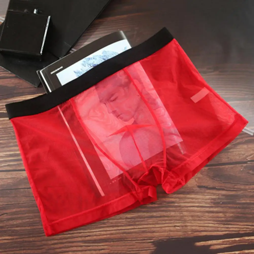 

Lightweight Boxer for Men Transparent Mesh Boxer for Men Sexy Underwear Pants with See Through Net Yarn Ultra-thin for Wear