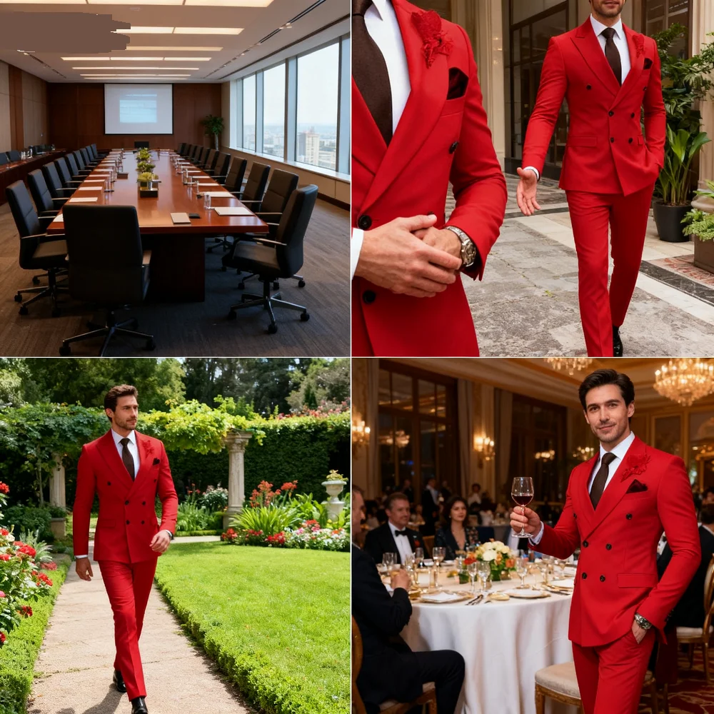 

High-End Brown Slim Fit Men's Suit Two-Piece Set Fashionable Handsome Formal Wear for Wedding And Business