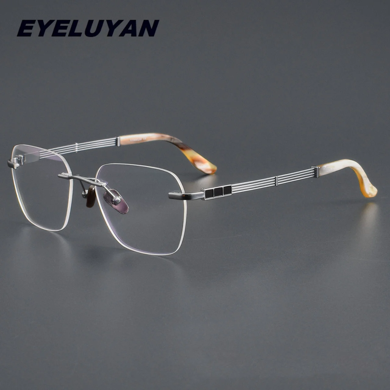 Natural Cow Horns Handmade Rimless Glasses Frame Men Luxury Brand Vintage Square Computer Eyeglass Frames Business Eyewear