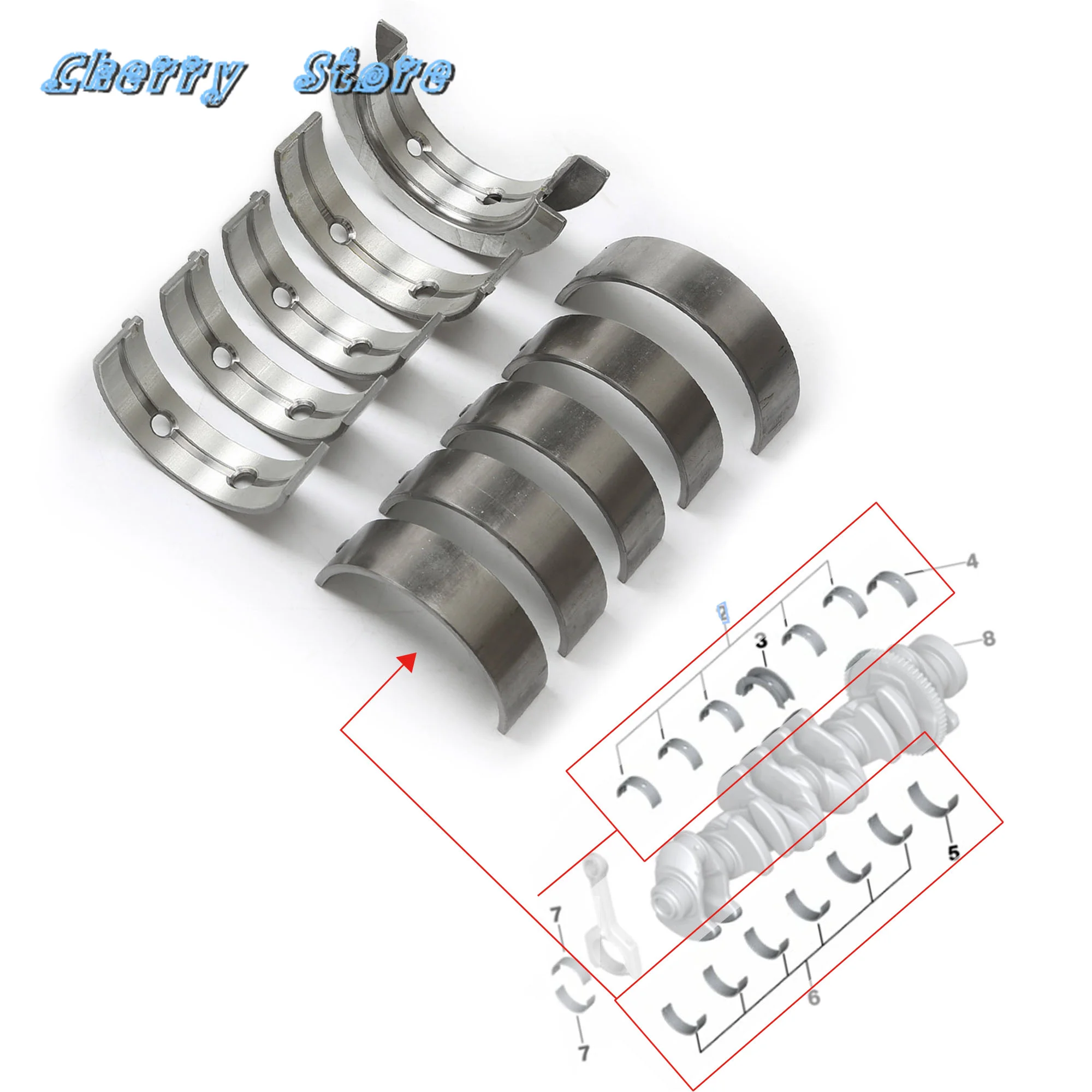 Oversize 0.5MM Engine Crankshaft Bearings Set For BMW N46 N45 N43 316ti 320si 318i 520i 2006-2010 11217580991 11218605857