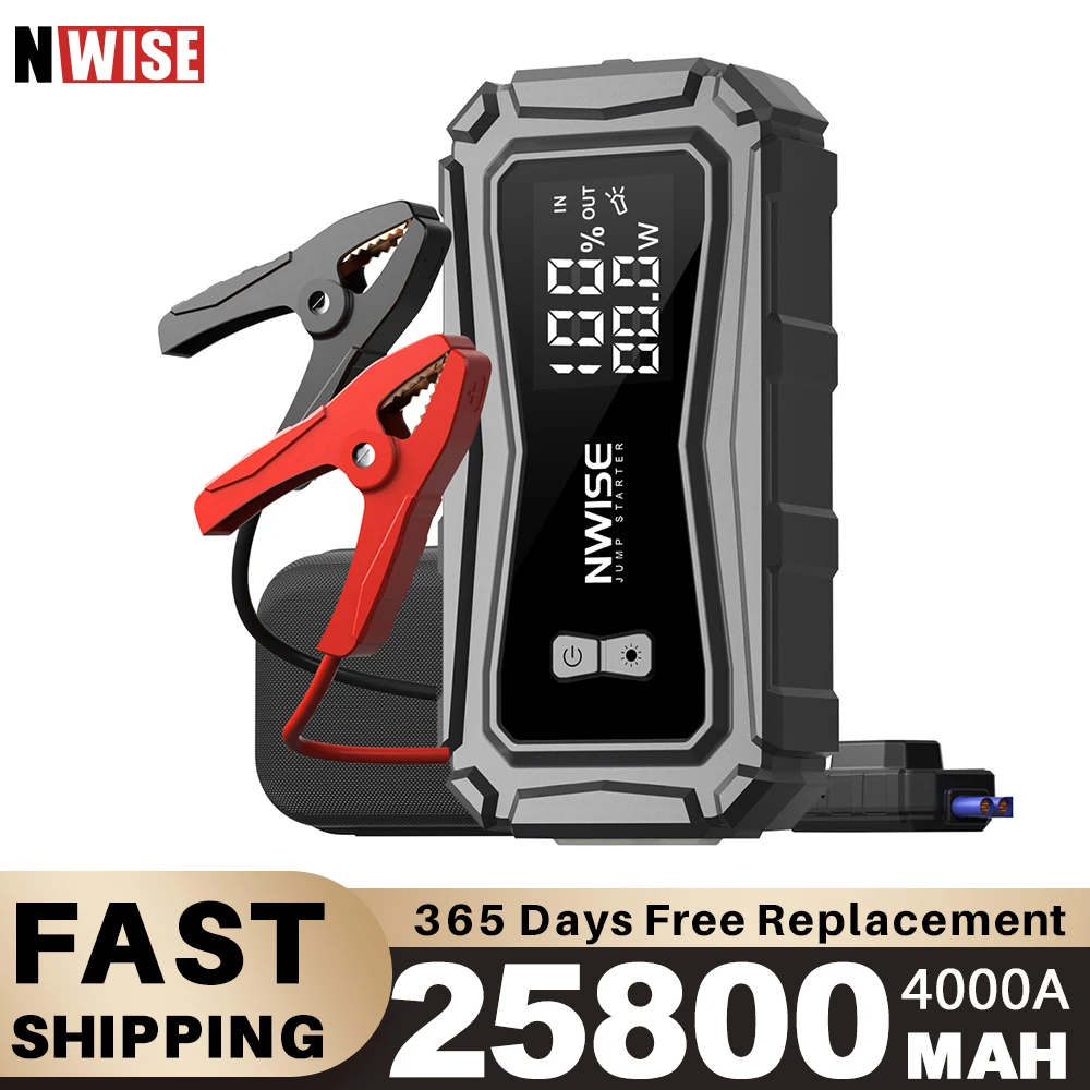 

Nwise Jump Starter Power Bank 12V Booster for Car Start 25800mAh Battery Quick Charger Auto Starting Device Power Bank