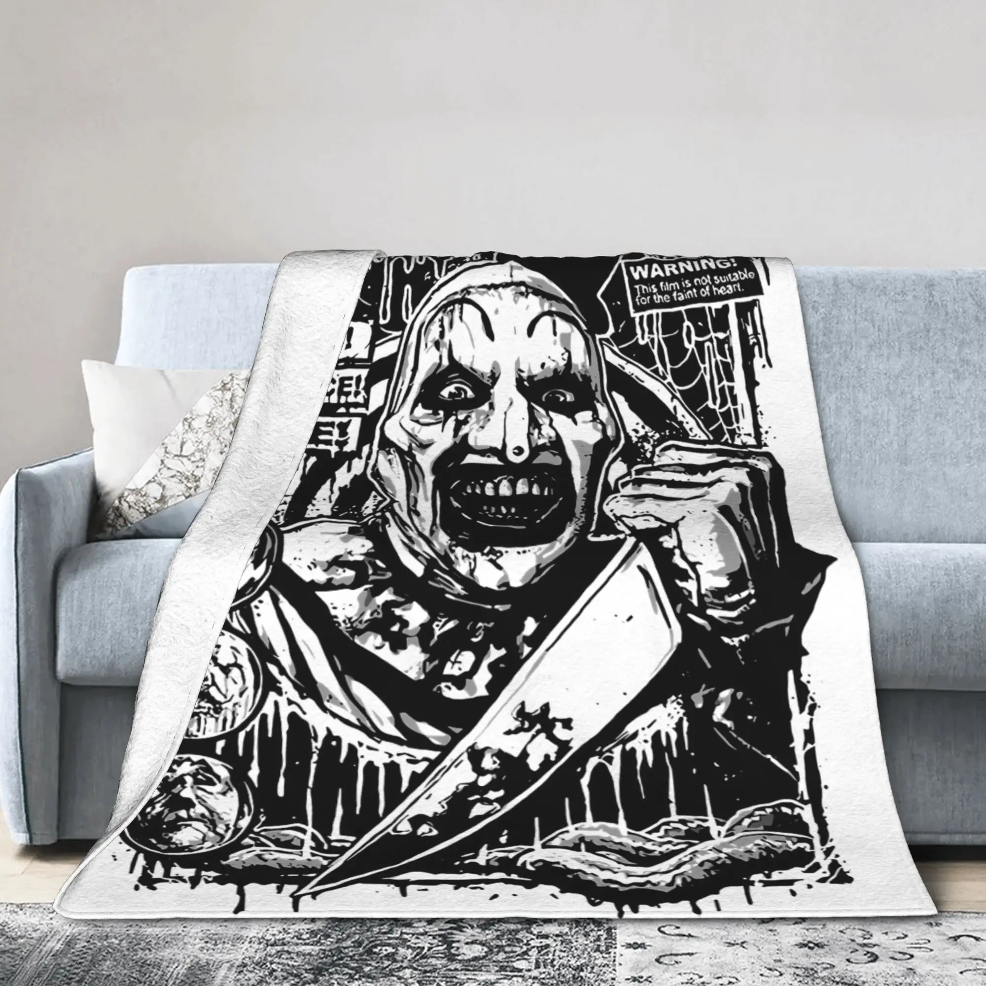 Terrifier Clown Horror Film Blanket Velvet Textile Decor Multifunction Super Warm Throw Blankets for Sofa Bedroom Bedding Throws