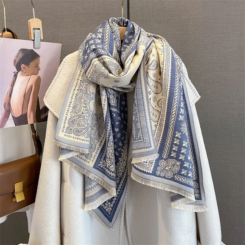 Bufanda de Otoño Invierno para mujer, chales Pashmina, manta de Cachemira cálida, estolas gruesas para mujer, Poncho Echarpe de Bufanda al aire libre