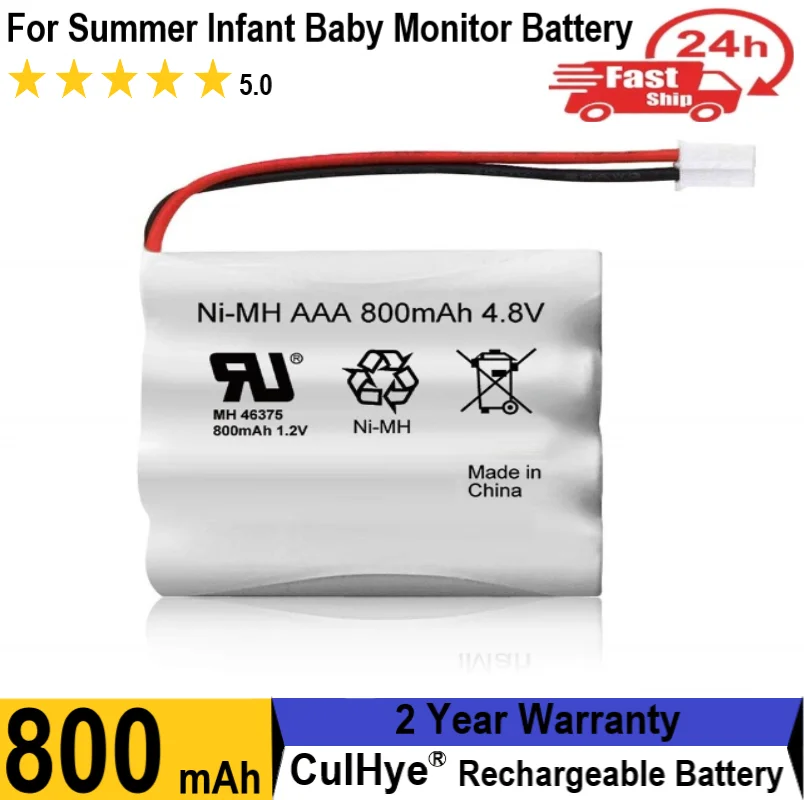 4.8V Ni-MH Replacement for Summer Infant Baby Monitor Battery 29580-10 29270-10 29610 29620 29630 36014  AAA Ni-MH 4.8V 800mAh