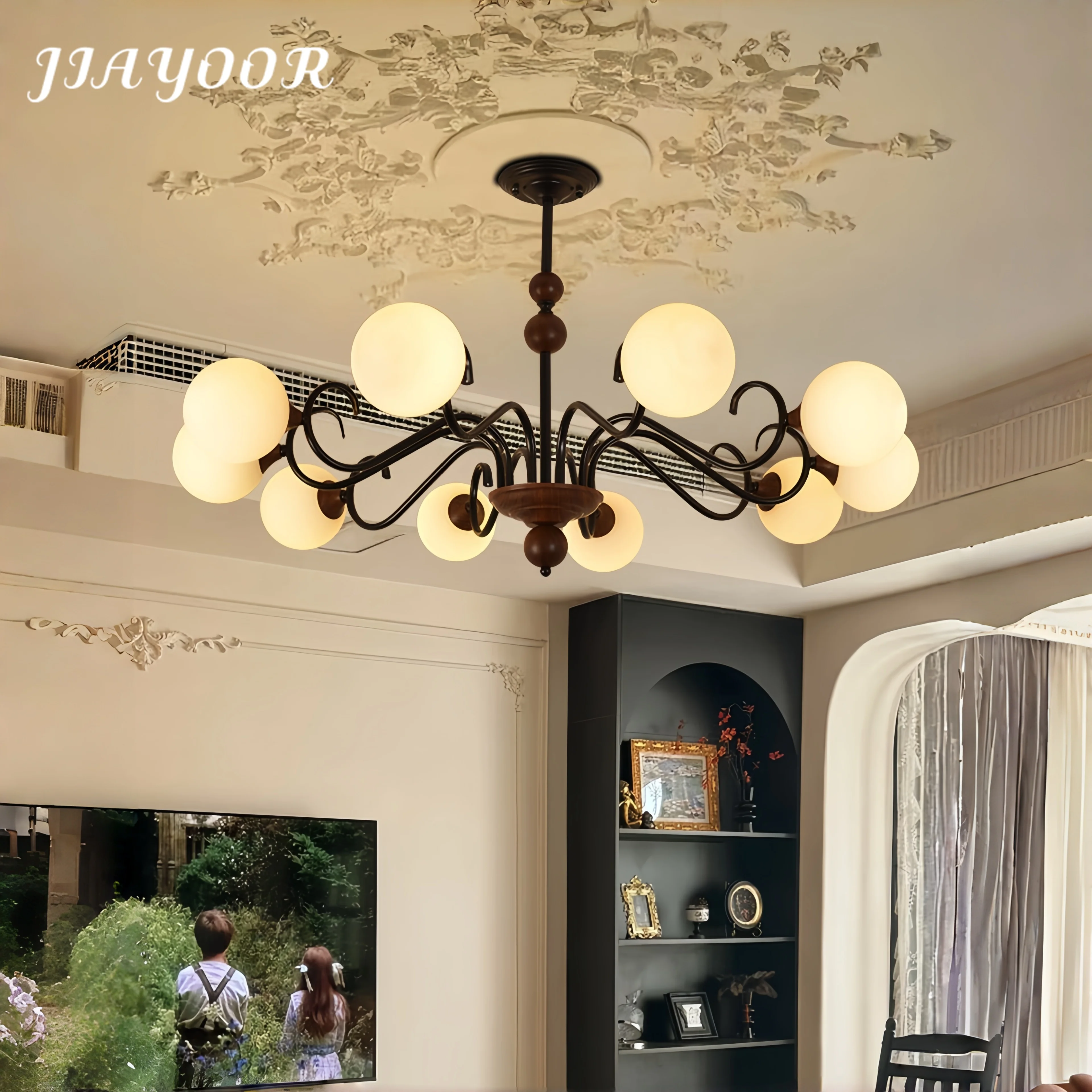 

French Vintage Style Pendant Light Designer New Living Room Main Lamp High End Bedroom Study Retro Changeable With Remote